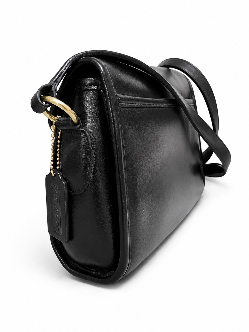 Vintage Coach Devon 9908 Black Glove-tanned Leather Brass Hardware EVC - Picture 3 of 14
